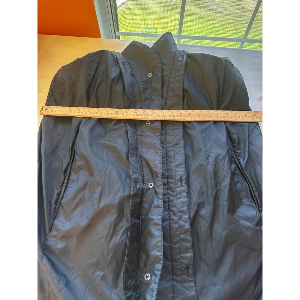 Vintage Black Cape Raincoat Rubber Back Thick Shoulder Pads 80s 90s Medium - Picture 10 of 15